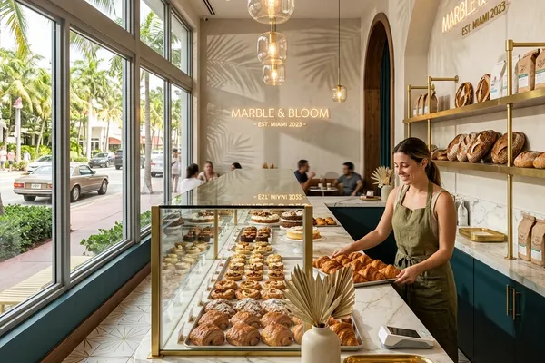 Marble & Bloom bakery pastry display